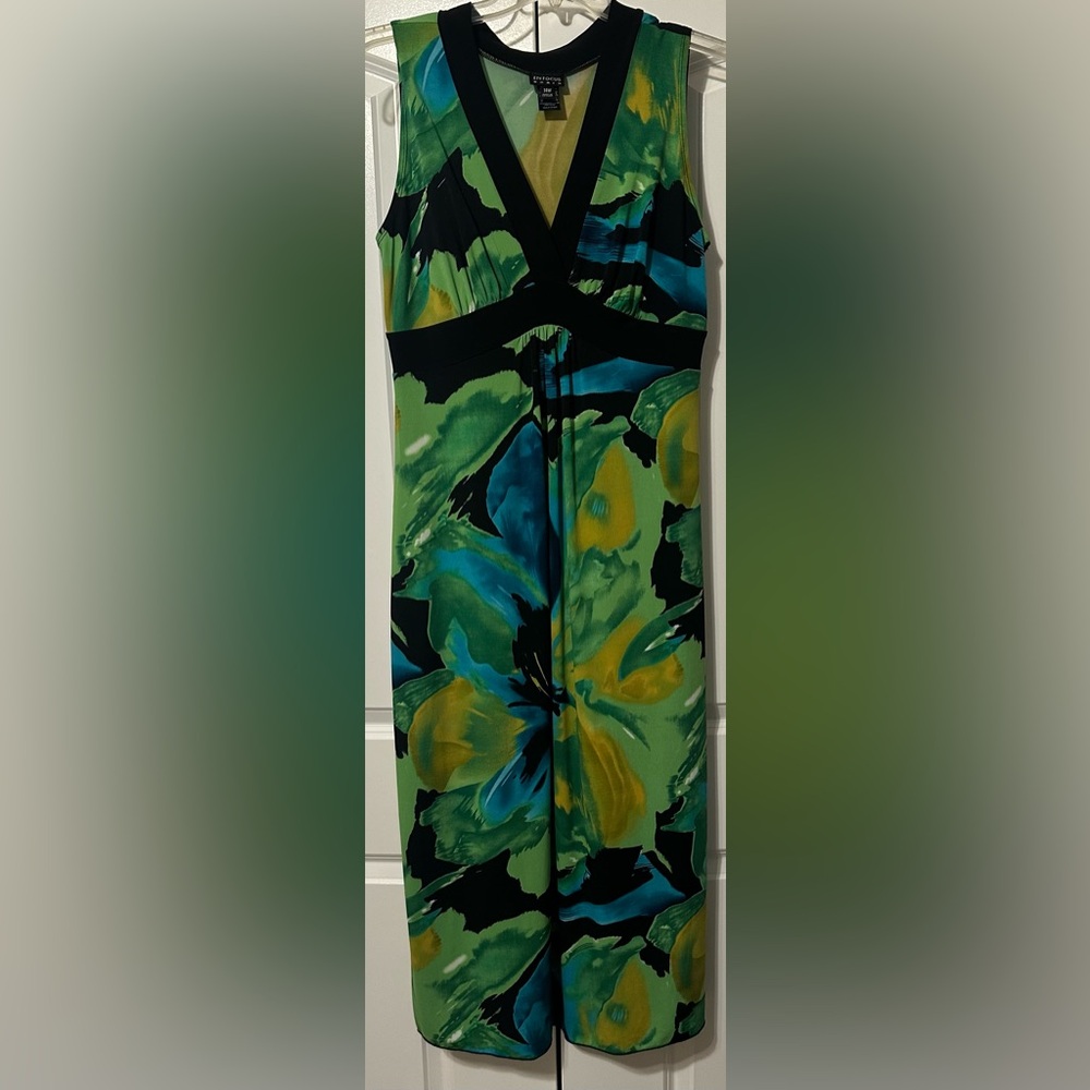 EnFocus Women-Floral Black/Blue/Green/Yellow-Maxi Dress-Size 14W-Worn Once - Picture 3 of 10